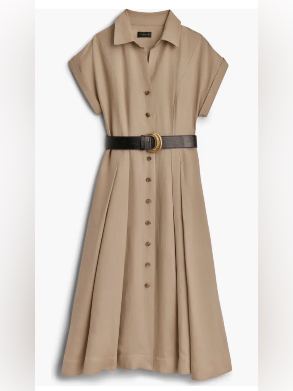Donna Karan Beige Shirt Midi Dress size 8